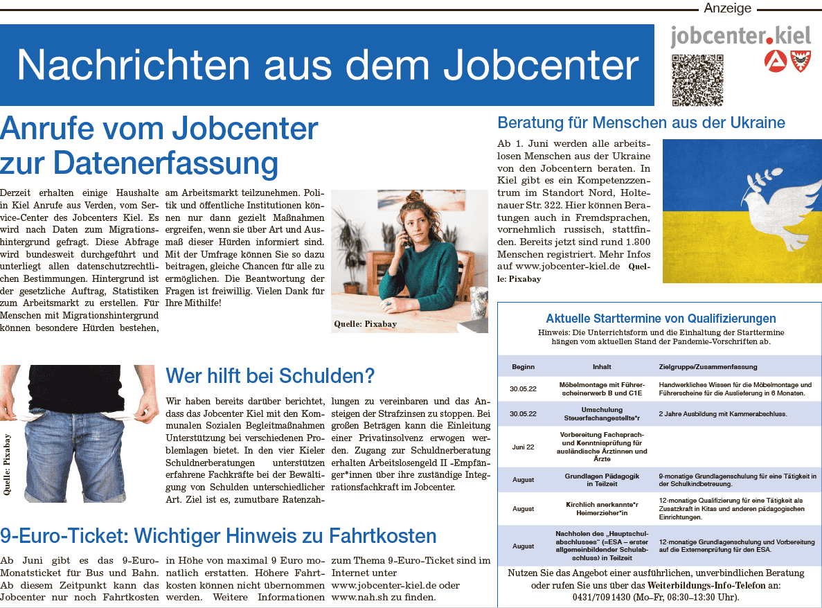 VorschauderSonderseite des Jobcenters
