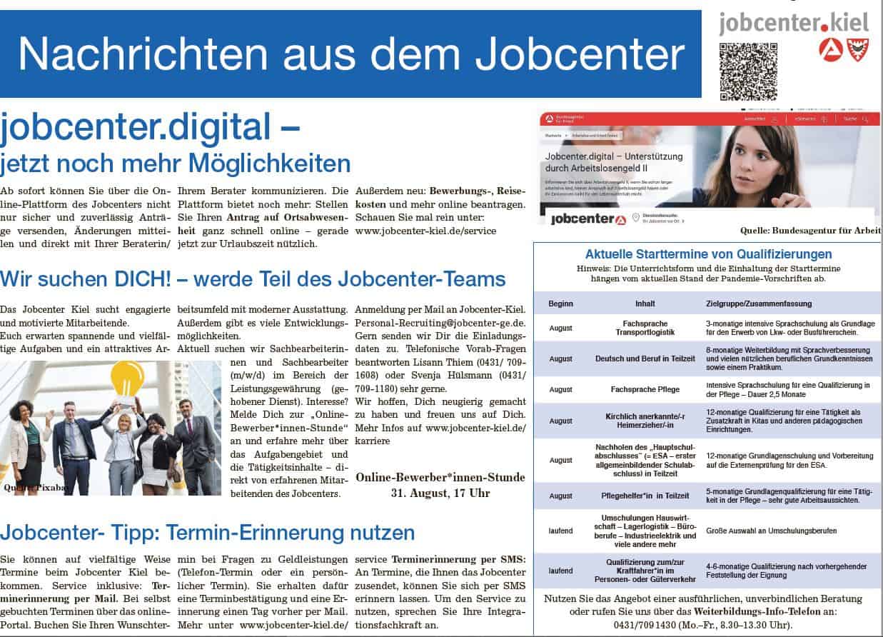 Vorschau der Sonderseite des Jobcenters Juli