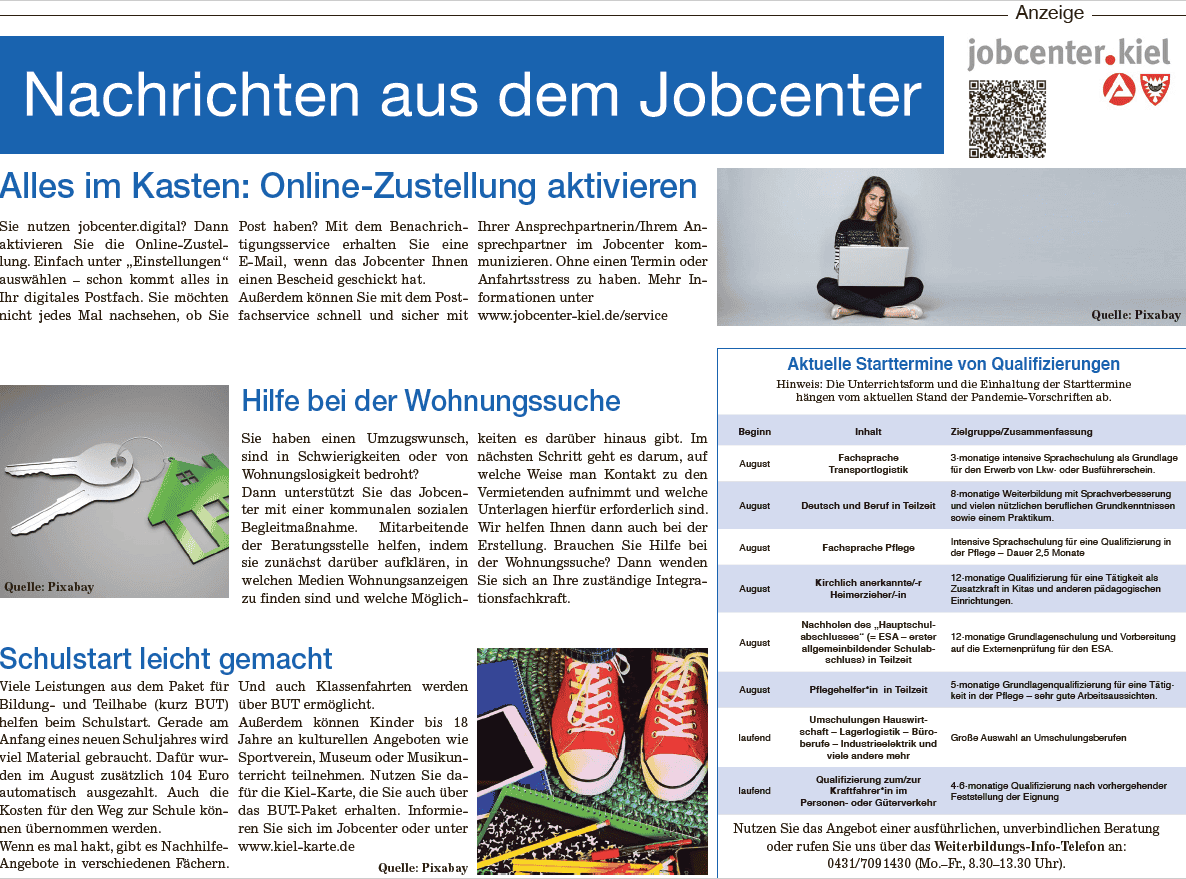 Vorschau der Sonderseite des Jobcenters