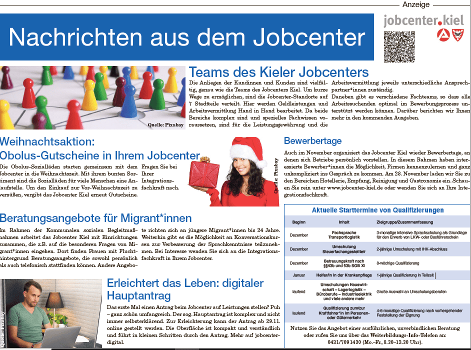 Vorschau der Sonderseite des Jobcenters