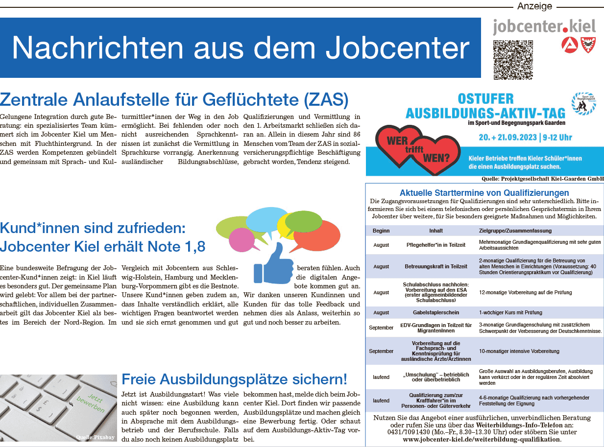 Nachrichten aus dem Jobcenter August