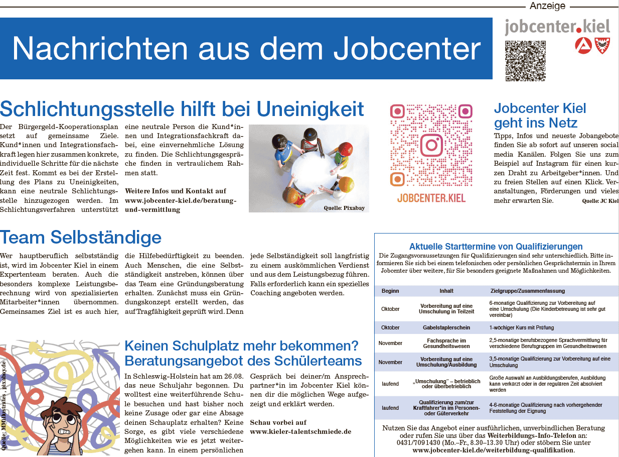 Nachrichten aus dem Jobcenter September 2023